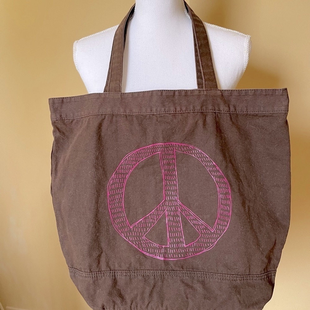 ☮️ Peace Tote Bag Brown